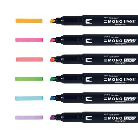 Evidenziatori marker Tombow Mono Edge. Astuccio 6 colori assortiti - 4