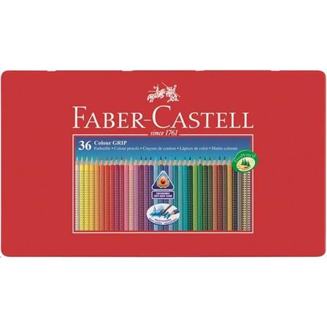 Matite colorate acquerellabili Faber-Castell Colour Grip. Astuccio metallo 36 colori