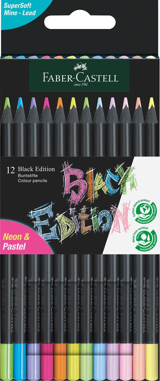Astuccio cartone da 12 matite colorate Neon/Pastel triangolari Black  Edition - Faber-Castell - Cartoleria e scuola