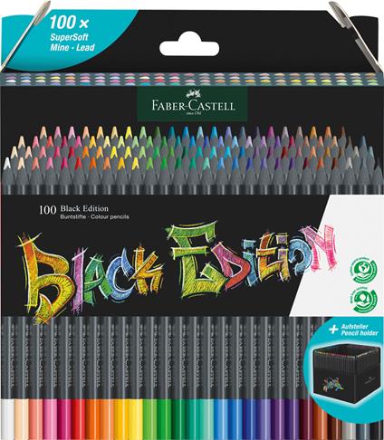 Astuccio cartone da 100 matite colorate triangolari Black Edition