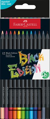 Astuccio cartone da 12 matite colorate triangolari Black Edition 