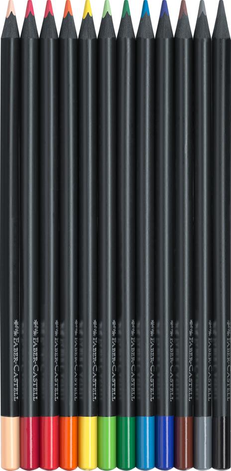 Astuccio cartone da 12 matite colorate triangolari Black Edition  - 2