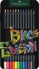 Astuccio metallo da 12 matite colorate triangolari Black Edition
