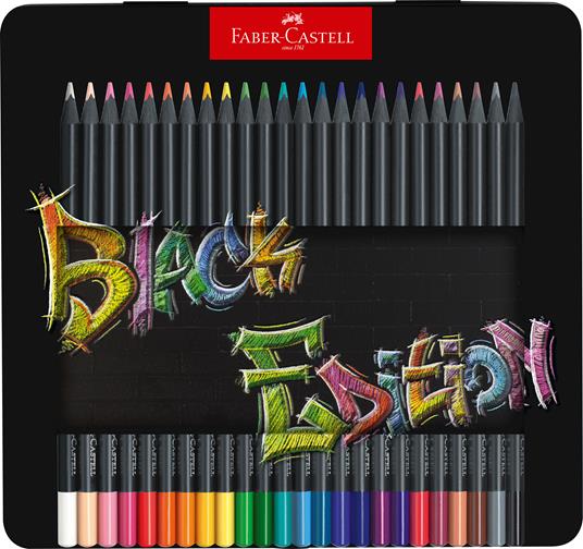 Astuccio metallo da 24 matite colorate triangolari Black Edition