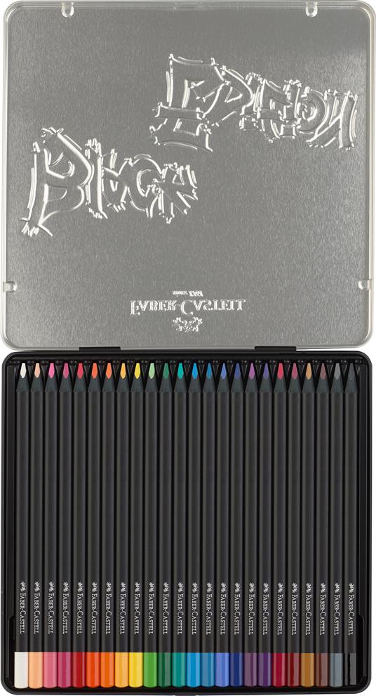 Astuccio metallo da 24 matite colorate triangolari Black Edition -  Faber-Castell - Cartoleria e scuola