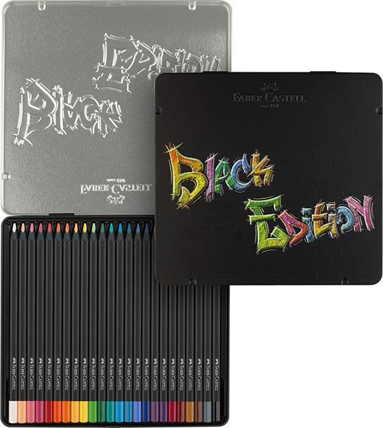 Astuccio metallo da 24 matite colorate triangolari Black Edition - 4