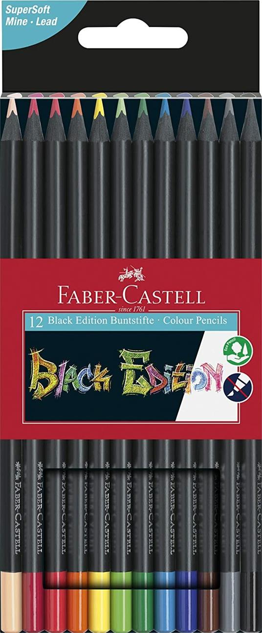Astuccio metallo da 24 matite colorate triangolari Black Edition - Faber- Castell - Cartoleria e scuola