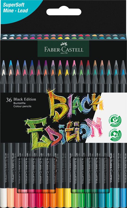 Astuccio cartone da 36 matite colorate triangolari Black Edition
