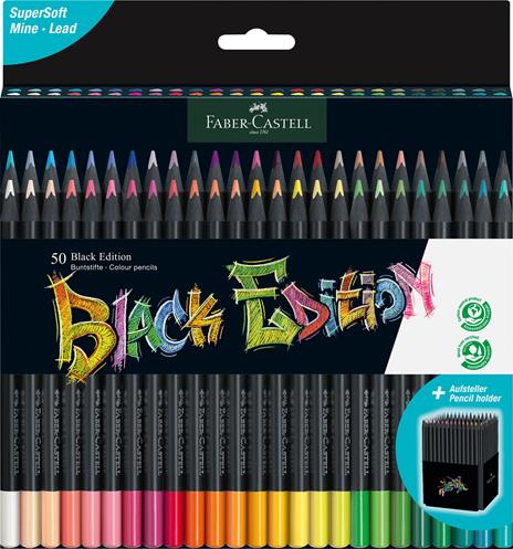 Astuccio cartone da 50 matite colorate triangolari Black Edition