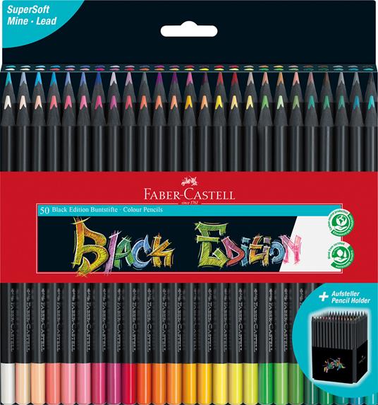 Astuccio cartone da 50 matite colorate triangolari Black Edition - 2
