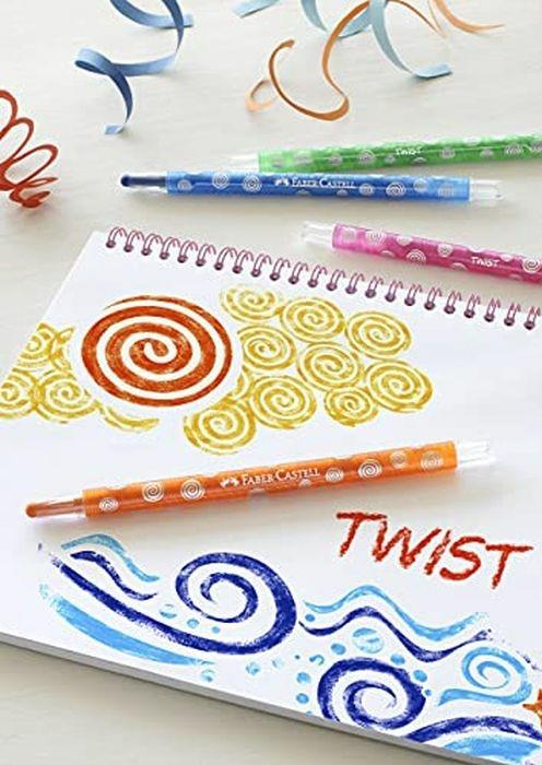 Astuccio cartone 24 pastelli a cera Jumbo Twist - inclusi 5 colori neon, gold, silver - 5