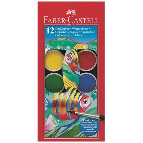 Confezione Acquerelli con 12 godets di colori assortite + pennello, pastiglie Ø 30 mm - 2