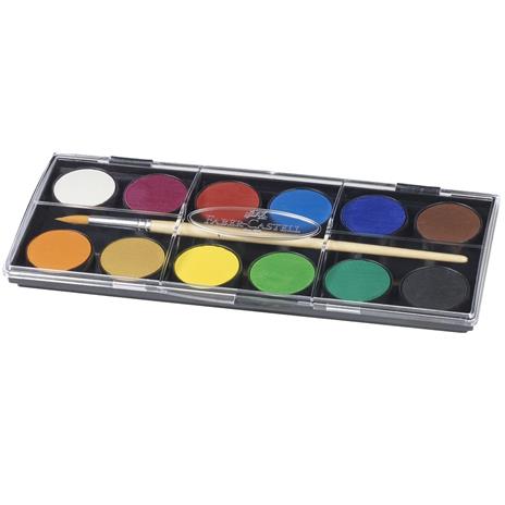 Confezione Acquerelli con 12 godets di colori assortite + pennello, pastiglie Ø 30 mm - 3