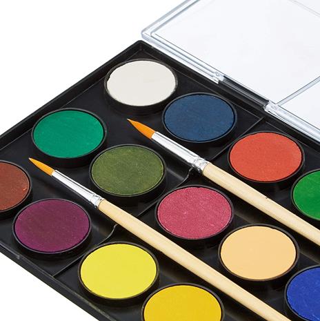 Confezione Acquerelli con 21 godets di colori assortite + pennello, pastiglie Ø 30 mm - 3