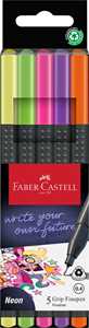 Cartoleria Astuccio in cartone con 5 Grip Finepen Neon (giallo, verde, rosa, viola, arancione) Faber-Castell