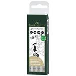 Penna Ecco Pigment Faber-Castell inchiostro pigmentato nero. Bustina 4 pezzi - 0,2-0,4-0,6-0,8mm