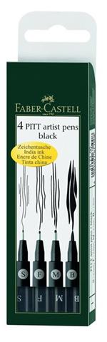 Bustina da 4 Pitt Artist Pen, neri, punta F, S, M, B
