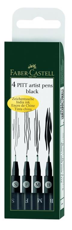 Bustina da 4 Pitt Artist Pen, neri, punta F, S, M, B - 2