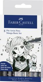 Bustina da 8 Pitt Artist Pen-Manga Set (tonalità di grigi)