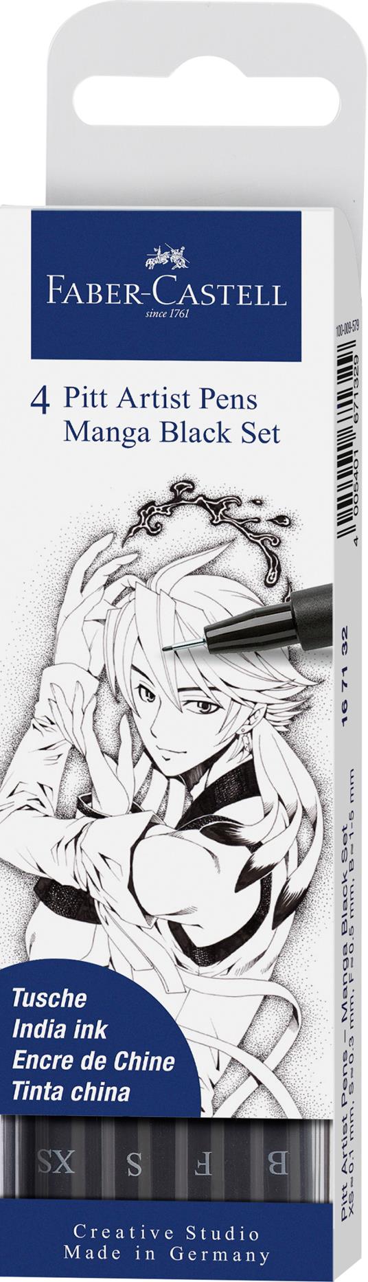 Bustina da 4 Pitt Artist Pen-Manga Nero nei tratti XS-S-F-B - 2