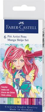 Bustina da 6 Pitt Artist Pen-Manga Set A Shojo, tratto B per soggetti femminili