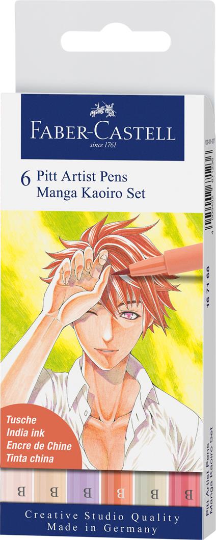 Bustina da 6 Pitt Artist Pen-Manga Set  Kaoiro tratto B per viso e capelli
