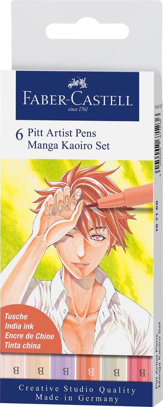 Bustina da 6 Pitt Artist Pen-Manga Set  Kaoiro tratto B per viso e capelli