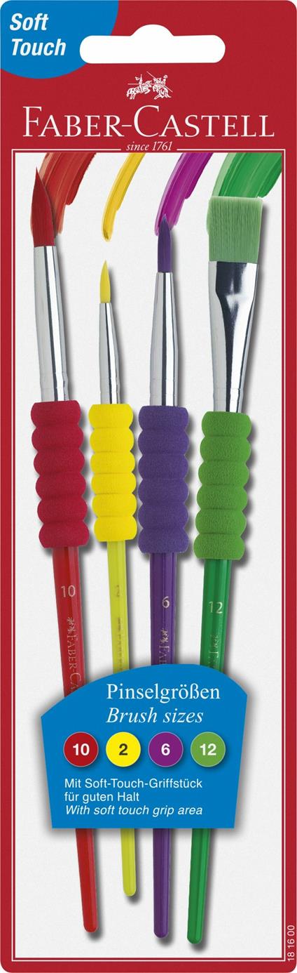 Pennelli Faber-Castell Soft. Blister 4 misure - 2, 6, 10, 12)