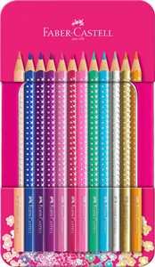 Cartoleria Set in metallo con matite colorate Sparkle, 12 matite, conf. rosa Faber-Castell