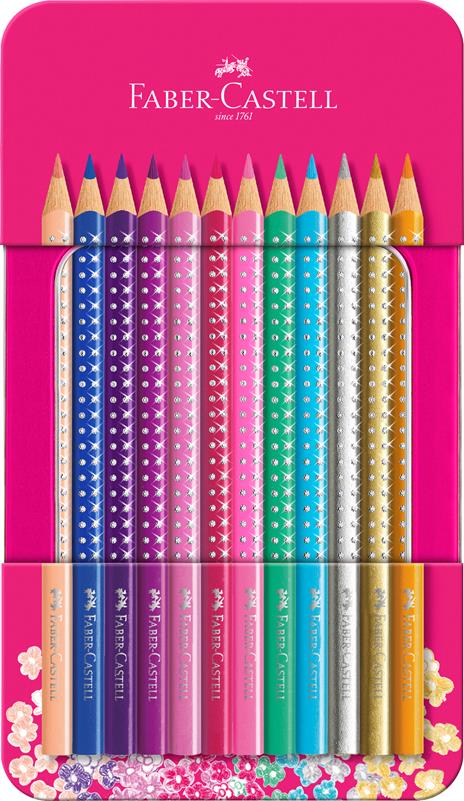 Set in metallo con matite colorate Sparkle, 12 matite, conf. rosa