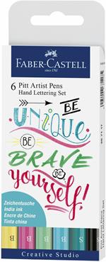 Pitt Artist Pen Handlettering Pastel Faber-Castell. Bustina 6 misure - S e B