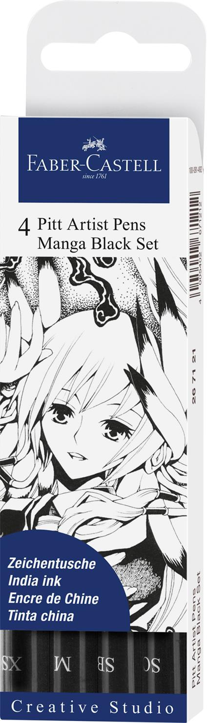 Bustina da 4 Pitt Artist Pen-Manga Nero nei tratti XS-M-SC-SB