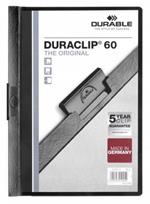 Durable Duraclip 60 cartellina con fermafoglio Nero, Trasparente PVC