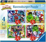 Ravensburger - Puzzle Spidey, Collezione 4 in a Box, 4 puzzle da 12-16-20-24 Pezzi, Età Raccomandata 3+ Anni