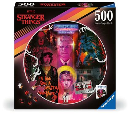 Ravensburger - Puzzle Circolare Stranger Things, 500 Pezzi Round, Puzzle Adulti
