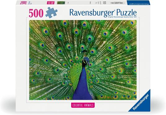 Ravensburger - Puzzle 500 Pezzi: Pavone, Puzzle Adulti e Bambini +14 anni, Puzzle con Foto, Regalo Per Lui e Per Lei, 49x36cm