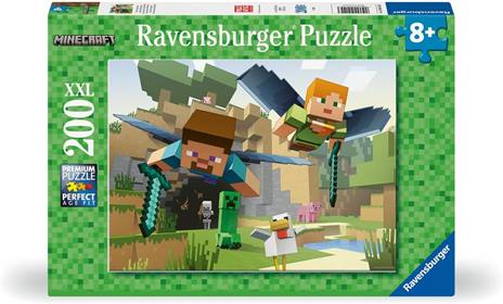 Ravensburger - Puzzle Minecraft, Puzzle 200 pezzi XXL, Puzzle Bambini 8 Anni, 58x25cm