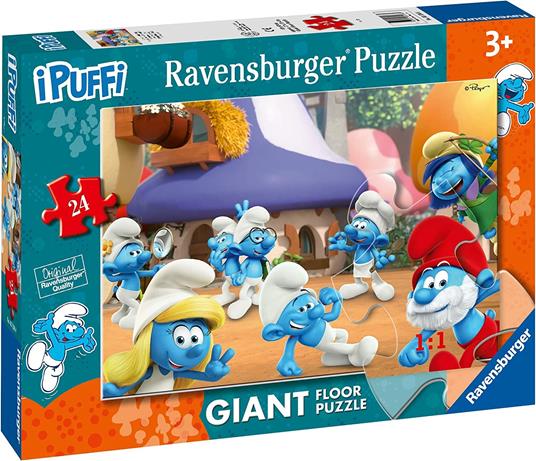 Ravensburger - Puzzle I puffi, Collezione 24 Giant Pavimento, 24