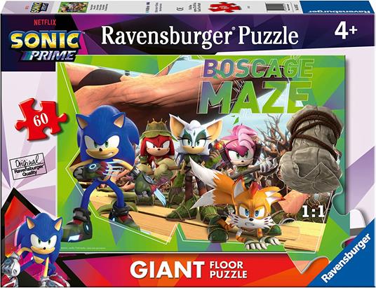 Ravensburger - Puzzle Sonic, Collezione 60 Giant Pavimento, 60 Pezzi, Età Raccomandata 4+ Anni