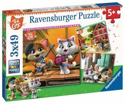 Ravensburger - Puzzle 44 Gatti, Collezione 3x49, 3 Puzzle da 49 Pezzi, Età Raccomandata 5+ Anni - 3