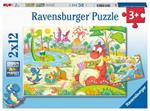 Ravensburger - Puzzle Dinosauri giocosi, Collezione 2x12, 2 Puzzle da 12 Pezzi, Età Raccomandata 3+ Anni