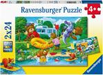 Ravensburger - Puzzle Famiglia di orsi va in campeggio, Collezione 2x24, 2 Puzzle da 24 Pezzi, Età Raccomandata 4+ Anni
