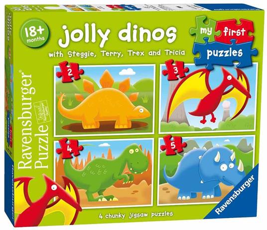 Ravensburger - Puzzle Dinosauri, Collezione My First Puzzles, 2-3-4-5 Pezzi, Età Raccomandata 18+ Mesi