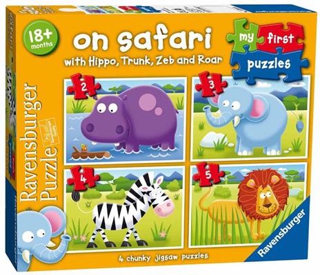 Ravensburger - Puzzle Safari, Collezione My First Puzzles, 2-3-4-5 Pezzi, Età Raccomandata 18+ Mesi