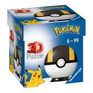 Ravensburger - 3D Puzzle Pokémon Pokéball Nera E Gialla, 54 Pezzi, 6+ Anni