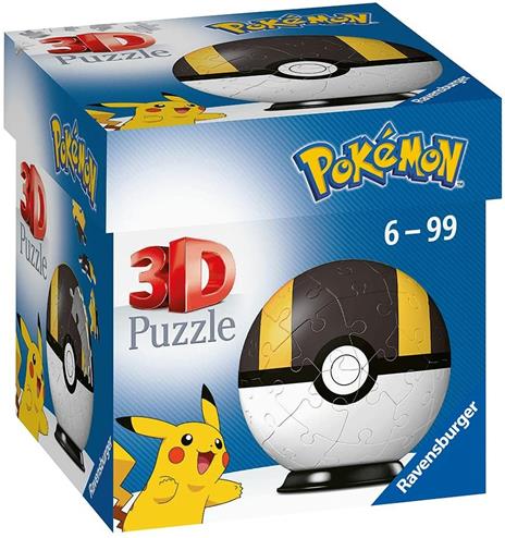 Ravensburger - 3D Puzzle Pokémon Pokéball Nera E Gialla, 54 Pezzi, 6+ Anni - 5