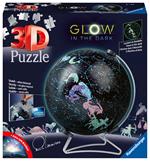 Ravensburger - 3D Puzzle Globo Glow in the Dark - Costellazioni, Impara al geografia in inglese, 180 Pezzi, 6+ Anni