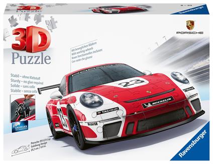 Ravensburger - 3D Puzzle Porsche 911 GT3 Cup Salzburg , 108 Pezzi, 10+ Anni