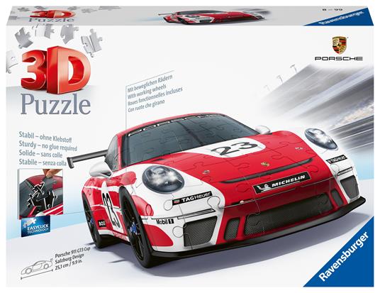 Ravensburger - 3D Puzzle Porsche 911 GT3 Cup Salzburg , 108 Pezzi, 10+ Anni