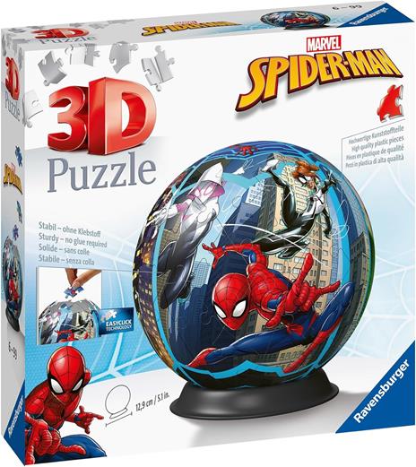 Ravensburger - 3D Puzzle Puzzle Ball Spiderman, 72 pezzi, 6+ anni - 2